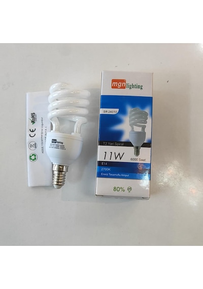 Mgn Lighting 11w E14 Duy Tasarruflu Ampul 2700k Sarı Işık T2 Yarı Spiral Sr 24010