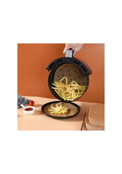 50 Adet Air Fryer Pişirme Kağıdı Tek Kullanımlık Gıda Pişirme Kağıdı Delikli Yuvarlak Model Bx40