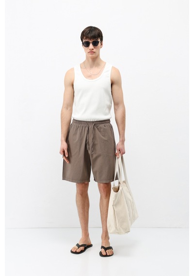 Vamos Oversize Keten Şort Vizon