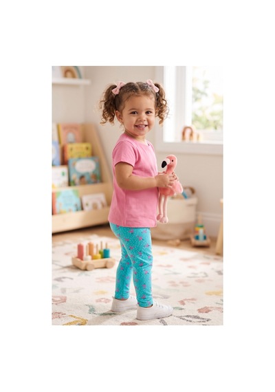 Fuar Baby Pamuklu Esnek Bebek Ve Çocuk Taytı - 9 Ay - 5 Yaş Mavi Flamingo Desenli