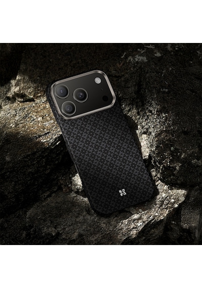 Apple Uyumlu iPhone 17 Pro Max Kılıfm-safe Şarj Özellikli Benks Armorair Armorgrid Serisi Kevlar Siyah Siyah