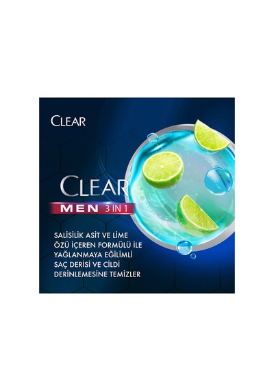 Men 3in1 Şampuan & Duş Jeli Yağlanma Karşıtı Lime Özü 350 Ml X4