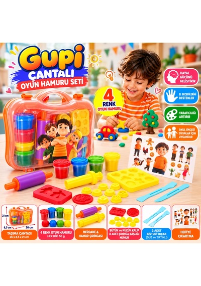6716 Oyun Hamur Set Gupi Plstk Çnt 4x50gr 20prç Gup