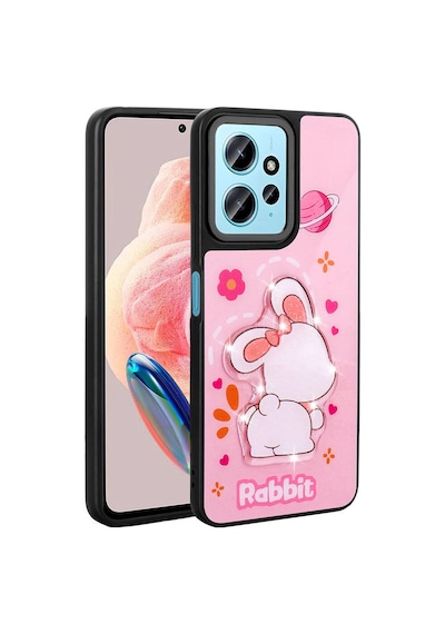 Zore Redmi Note 12 4g Kılıf Parlayan Kabartmalı İkonik Figürlü Ogaa Amas Silikon Kapak - Pembe