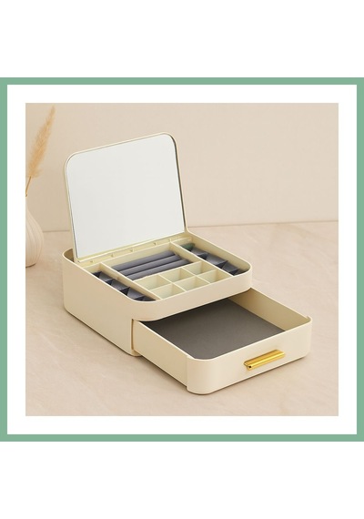 Bşkvirgo Aynalı Takı Organizeri - 10 Bölmeli Çekmeceli 20x22x8.5 Cm Bsk2026