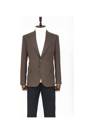 Wessi Desensiz Slim Fit Spor Kahverengi Erkek Ceket 001