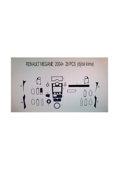 Renault Megan 2 Dıjıtal Klima 2004 27 Parça Torpido Kaplama Renk Karbon