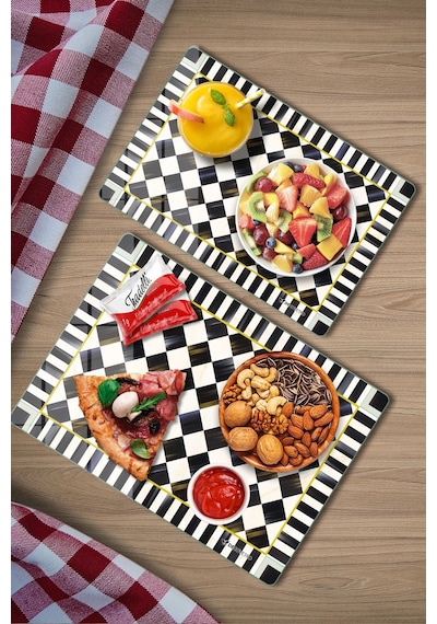 2'li Cam Kesme Tahtası Ve Sunumluk Mackenzie Desenli 20 X 30 Cm Ve 25 X 35 Cm Çok Renkli