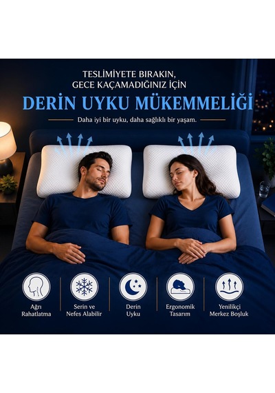 Yüzüstü Uyku Yastığı Nefes Alabilen Ergonomik Çift Taraflı Visco Yastık Genel
