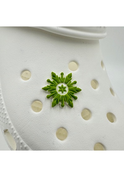 Crocs Terlik Süsü Ve Aksesuarı , Çanta Süsü Jibbitz Frozen Kar Tanesi 03 Görsel Figür Aksesuar Yeşil-beyaz