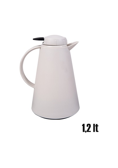 Herevin 161714-590 Plastik Termos Çay Termosu Su Termosu Sürahi 1,2 Litre Krem