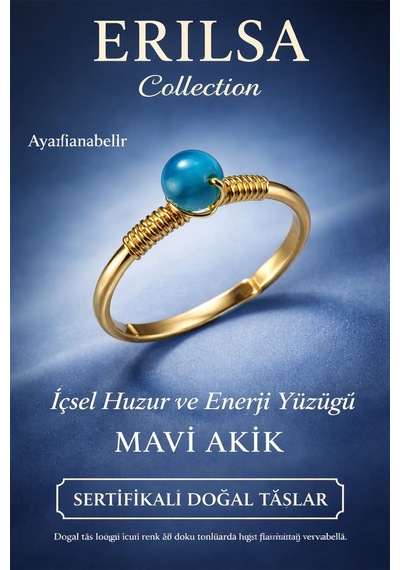 Sertifikalı İçsel Huzur  Yüzüğü Mavi Akik Taşı Ayarlanabi Çok Renkli