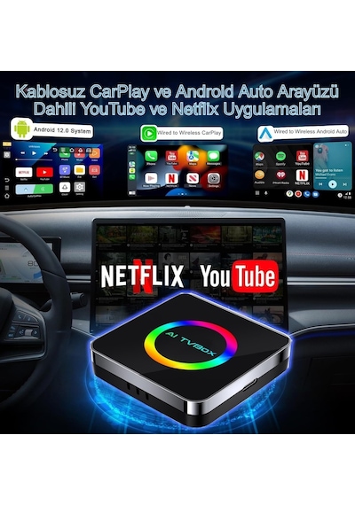 Yeni Nesil Araç Carplay Ve Android Auto Aı Box 4gb+64gb Android 14 Youtube & Netflix 10"