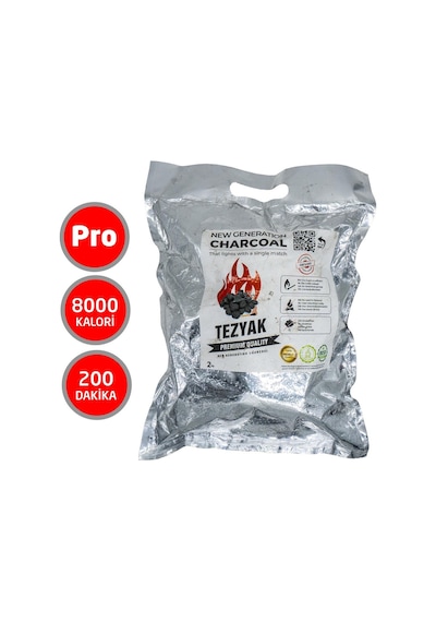 Tezyak Pro Tek Kibritle Yanan Mangal Kömürü 200dk 2kg Paket