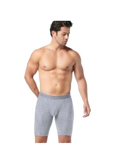 Gümüş Erkek Likralı Uzun Boxer 4074 Gri