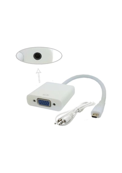 Micro Hdmi To Vga Kablo Çevirici Dönüştürücü + Ses