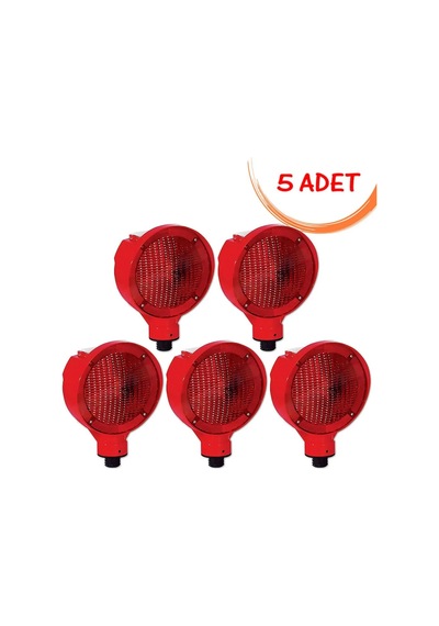 Güneş Enerjili İkaz Flaşörü Flaşörlü Uyarı Lambası Ledli Flaşör Lamba Kırmızı Evelux 11827 Fl K 5 Adet