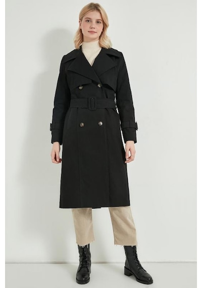 Pastelastore %100 Pamuk Gabardin Uzun 110cm Astarlı Kemerli Kadın Trençkot 1111 Siyah Pastelastore %100 Pamuk Gabardin Uzun 110cm Astarlı Kemerli Kadın Trençkot 1111 Siyah