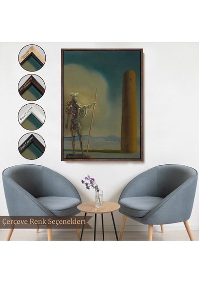 Ahşap Çerçeveli Salvador Dali - Kuledeki Şövalye Tablosu - Le Cavalier A La Tour-7399
