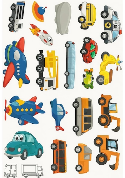 Çocuklar İçin Eğitici Taşıtlar Sticker Kitabı - 60 Çıkartma İle Renkli Aktivite Kitabı
