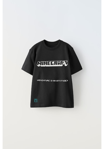 Miniko Kids Erkek Çocuk Minecraft Baskılı Pamuk Tişört Siyah