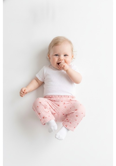 Tiffany Baby & Kids Müslin Cherry Vibe Tasarımlı Tek Alt Ekru