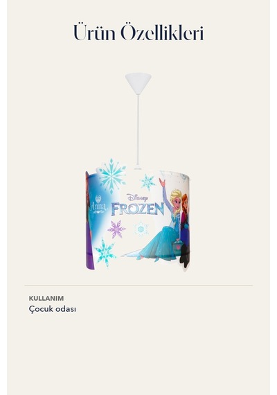 Frozen Dekoratif Tavan Lambası Çocuk Odası Modern Tasarım