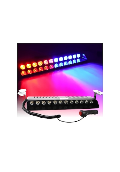 12 Ledli Kırmızı Mavi Çakar Led Vantuzlu Araç İçi