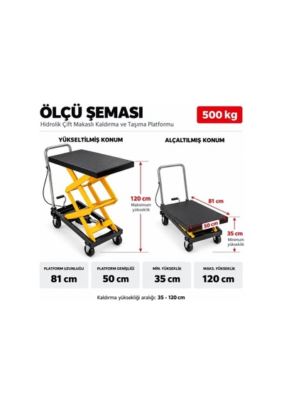 Omega Hidrolik Makaslı Yük Kaldırma Ve Taşıma Platformu 500 Kg