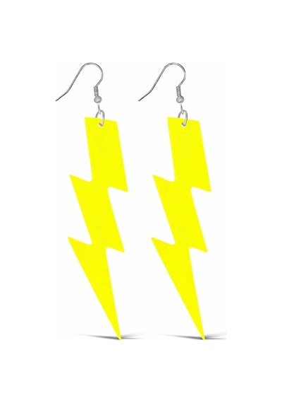 Tedar 80 Ler 9039lar Retro Neon Sarı Şimşek Küpe 10 Cm Najmaddin "