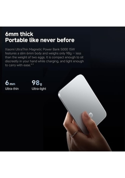 Ultra İnce Manyetik Güç Kaynağı, 5000 Mah 15 W, Magsafe Uyumlu Powerbank İphone İçin, Ultra İnce, Hafif, Kablosuz