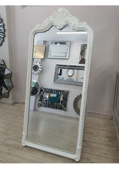 Ayna Denizi Princess White Model Beyaz Renk Dekoratif Ayaklı Boy Aynası Beyaz