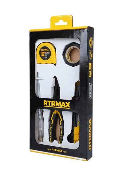 Rtrmax RTK7003 El Aleti Seti 5 Parça (Pense-Kontrol Kalemi-Elektrik Bandı-Metre-Maket Bıçağı)
