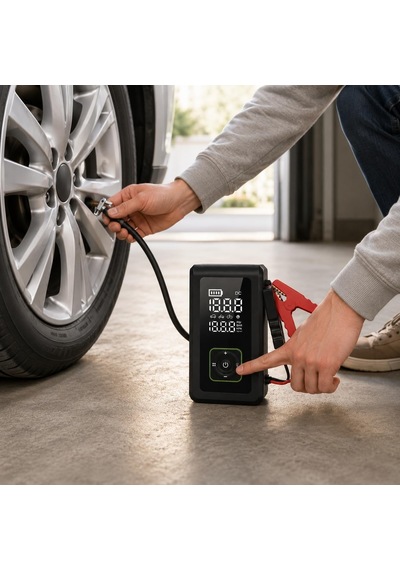 15200 Mah Şarjlı Hava Kompresörü Dijital Göstergeli Lastik Şişirme Pompası Powerbank Akü Takviye El Feneri Type