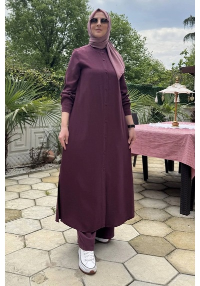 Rabia Şamlı Başak Pantolonlu Takım Bordo Normal