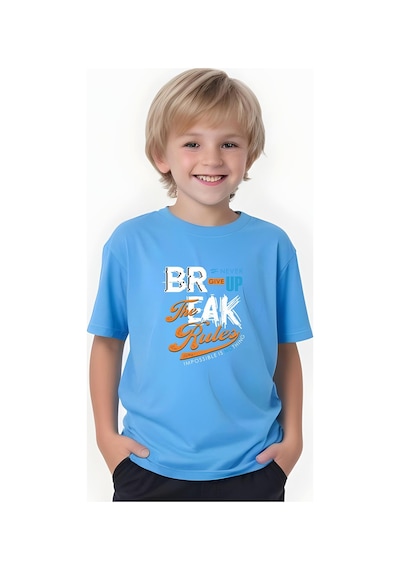 Fyk Kids Erkek Çocuk Yazlik Br-eak Baskili Alt-üst Takim Mavi