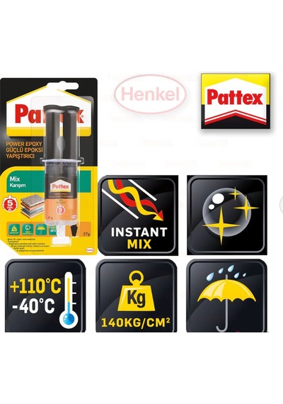 Pattex Henkel Power Epoxy Mix Şeffaf Yapıştırıcı 27G