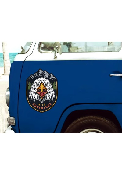 Vahşi Kartal Sticker - Wild Adventure Off Road 4x4 Kamp Sticker - Araba Oto Motosiklet Karavan Cam Sticker - 00051 50x36 Cm