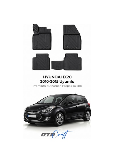 Otocraft Hyundai Ix20 2010-2015 Araca Özel 4d Karbon Oto Paspas Havuzlu Tam Set