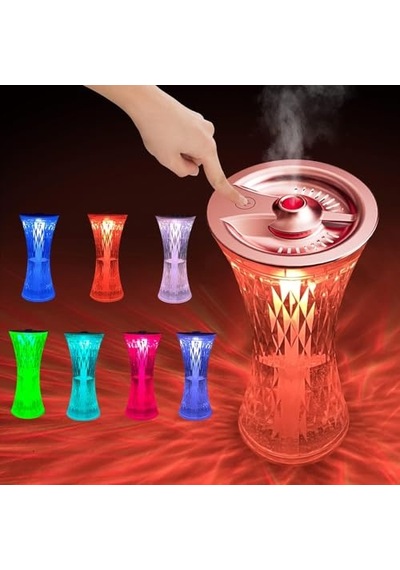 Masaüstü Lamba Ve Nemlendirici Şarjlı Işık Kristal Elmas Desenli 7 Farklı Renk Atmosfer Lamba Göz Yormayan Işı Diğer