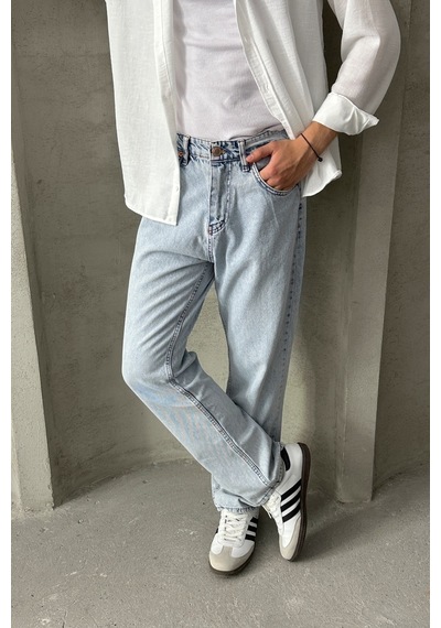 Erkek Baggy Jean Pantolon Mavi