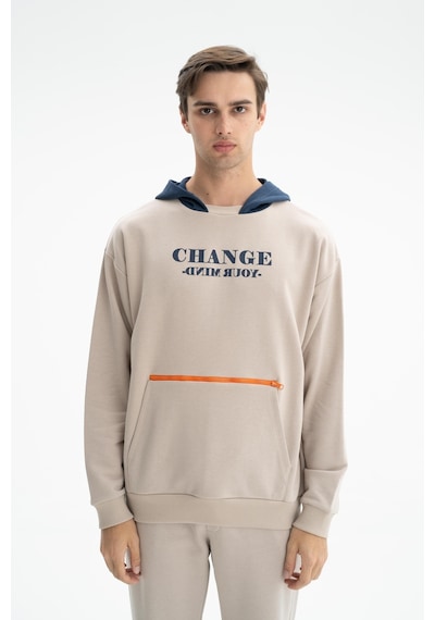 AR-MA Arma Erkek Oversize Şardonsuz 3 İplik Kanguru Cepli Kapşonlu Sweatshirt 001