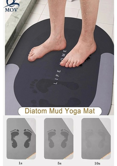 Buççin Online Mağaza Su Emici Paspas Şık Tasarım Abdest Paspası Kaymaz Taban Diyatom 40 60 Cm Oval Paspas Kauçuk Gri Çok Renkli