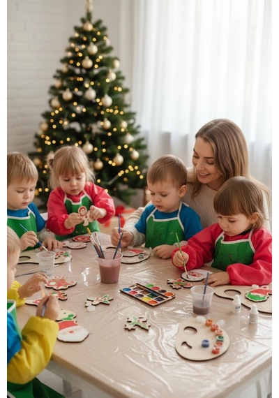 Noel Temalı Ahşap Boyama Oyun Seti Okul Öncesi Etkinlik