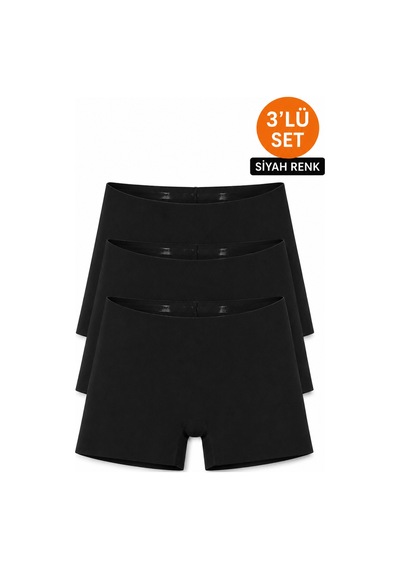 Meyzz Kadın Lazer Kesim Boxer Külot Dikişsiz İz Yapmaz Silikon Şeritli Siyah Renk 3'lü Siyah - 888298815 Siyah Meyzz Kadın Lazer Kesim Boxer Külot Dikişsiz İz Yapmaz Silikon Şeritli Siyah Renk 3'lü Siyah - 888298815 Siyah