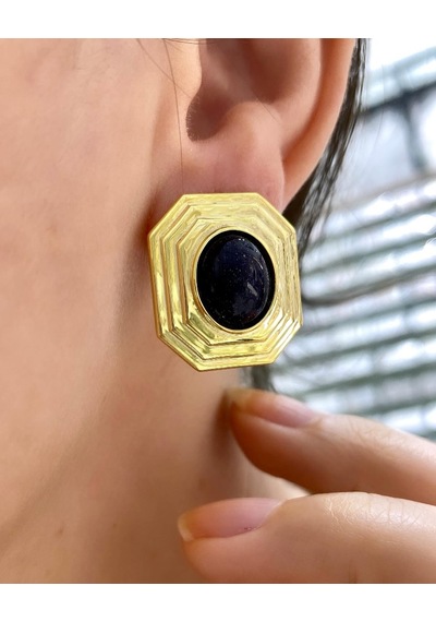 Geometrik Çokgen Çember Büyük Taşlı Küpeler Minimalist Küpe 925 Gümüş