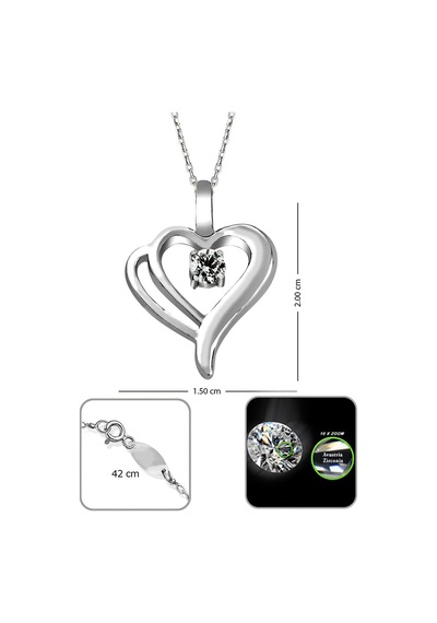 Kuyumcudukkani Zirconia"çift Kalp"kolye - 32107-w-w Beyaz