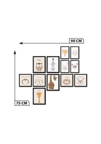 12 Parça Dekoratif Mdf Tablo Seti Çerçeve Görünümlü Dekolıadkj046
