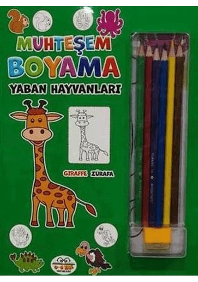 Muhteşem Boyama - Yaban Hayvanları + 6lı Boya Kalemi - Wsıj-773162