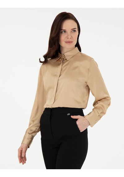 Pierre Cardin Kadın Bej Gömlek Desenli 50296330-vr011 Bej